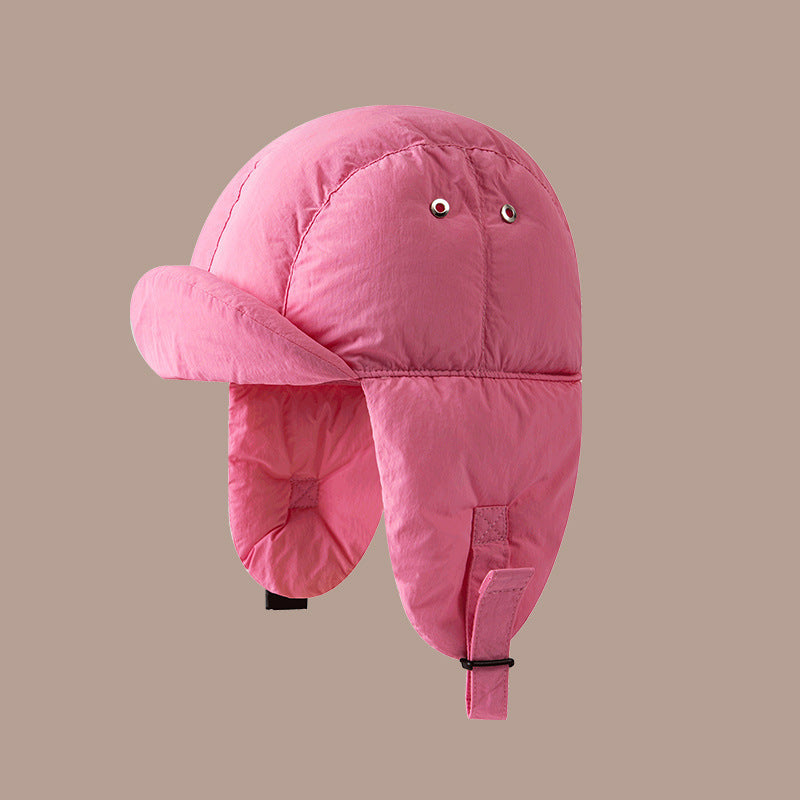 Trapper Down Beanie Hat With Ear Flaps And Adjustable Strap