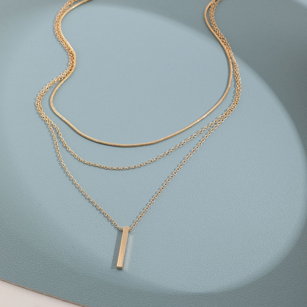 Mother's Day Girlfriend Gift Personalized Multi-layer Chain Necklace Tassel Necklace Small Bar Pendant
