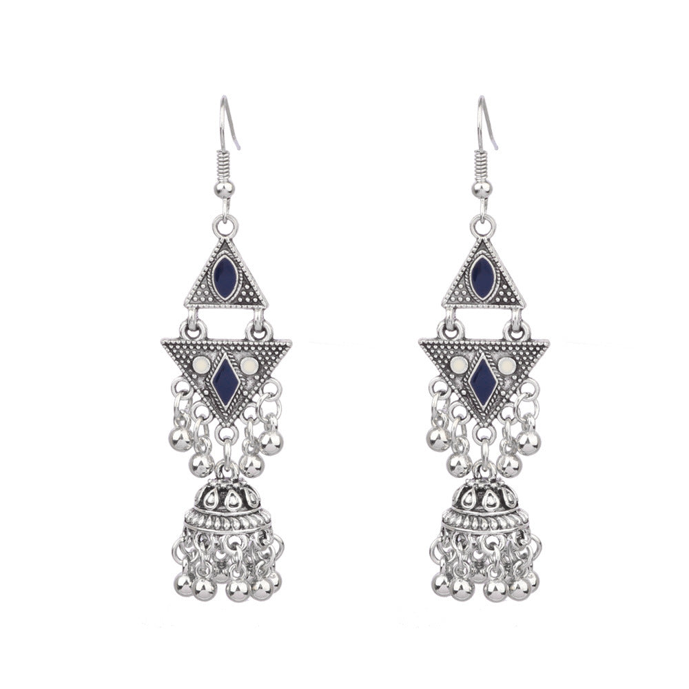 Women's Bohemian Hollow Tassel Rice Bead Earrings