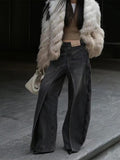 Front And Back Wear Washed Loose Wide Leg Jeans