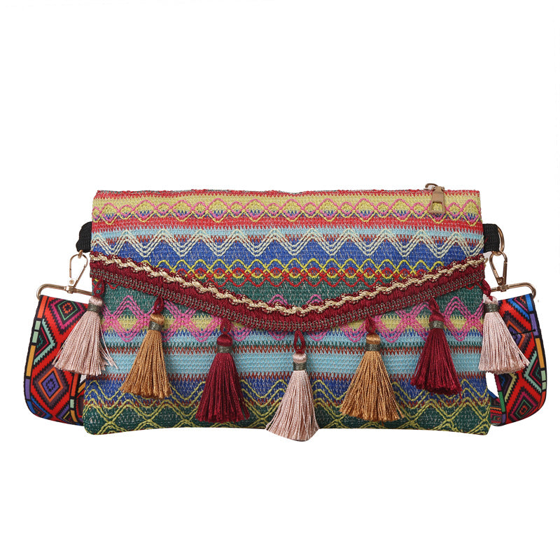 Ethnic Woven Bag Bohemian Tassel Bag