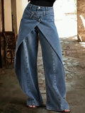 Cross-Front Wide-Leg Jeans