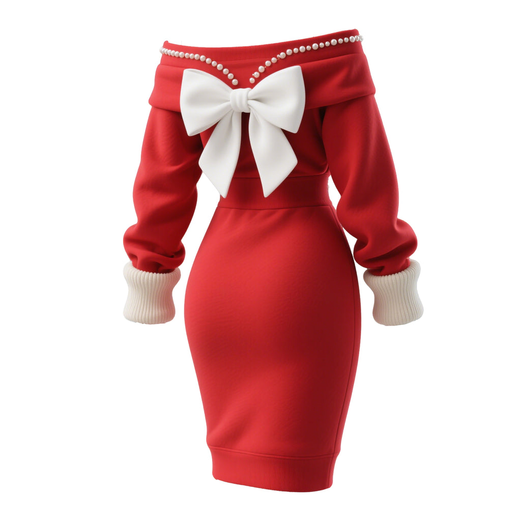 Women's Bow-embellished Off-shoulder Dress