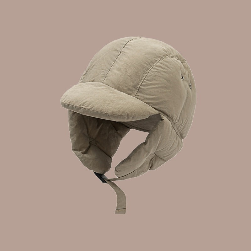 Trapper Down Beanie Hat With Ear Flaps And Adjustable Strap