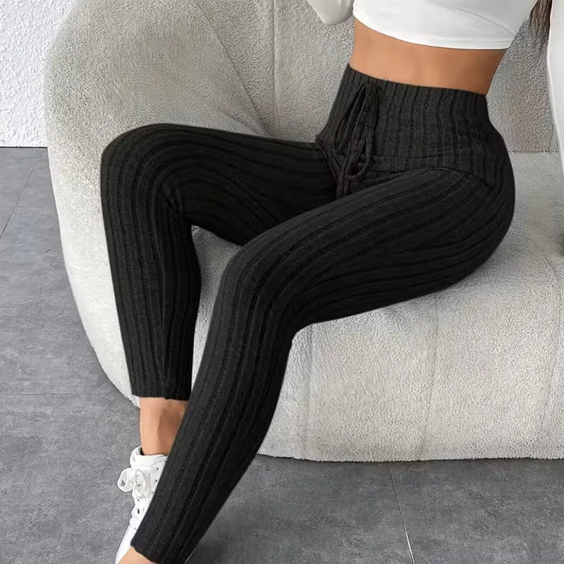 Women's High-Waisted Ribbed Leggings