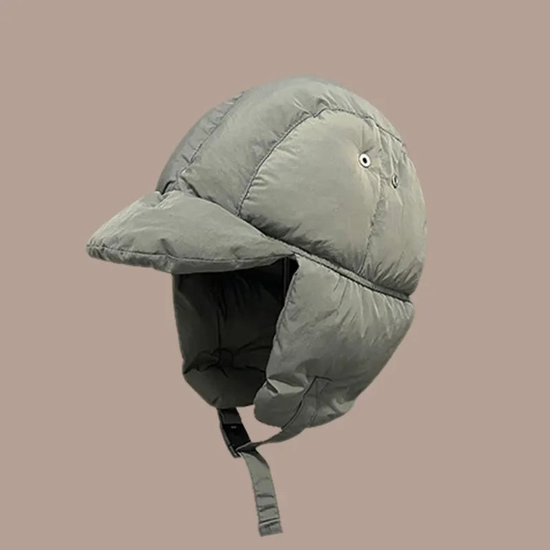 Trapper Down Beanie Hat With Ear Flaps And Adjustable Strap