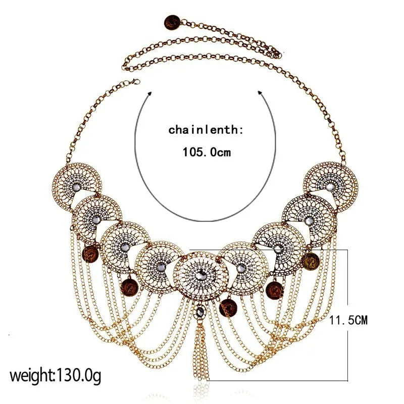Retro Bohemian Ethnic Metal Tassel Waist Chain