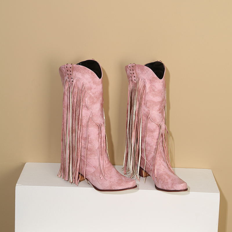 Womens Vintage Tassel Western Boots