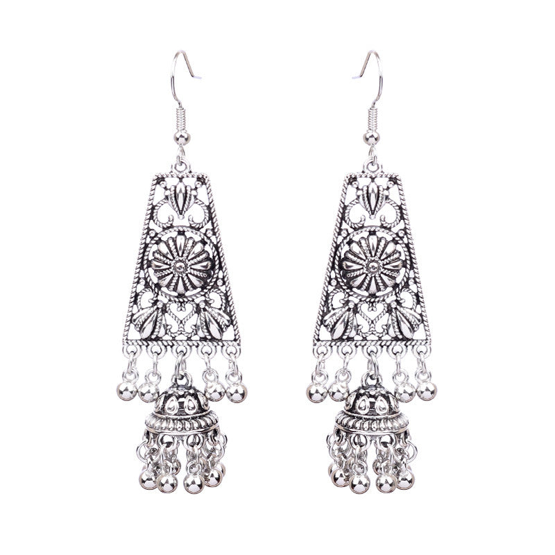Women's Bohemian Hollow Tassel Rice Bead Earrings