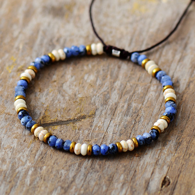 Unisex Natural Turquoise Beaded N Ethnic Bracelet