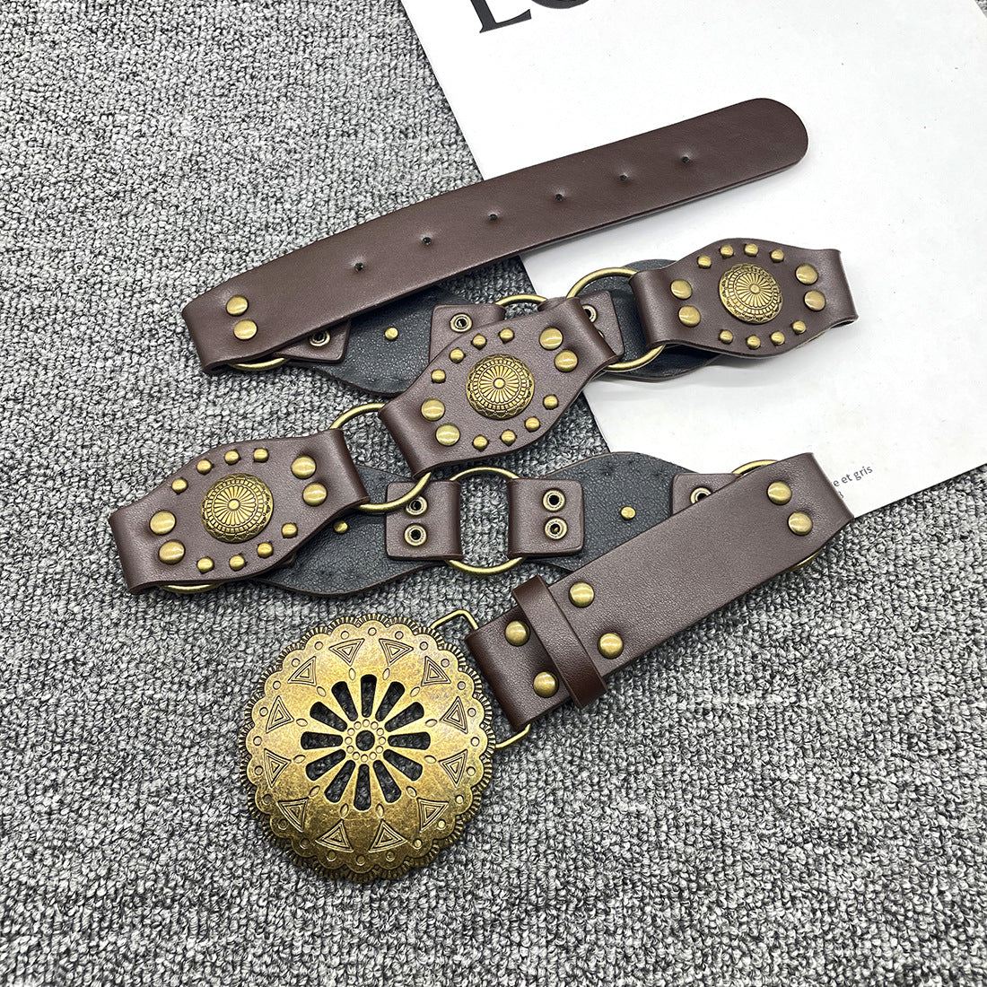 Personalized Western Cowboy Style Metal Ring Buckle Belt