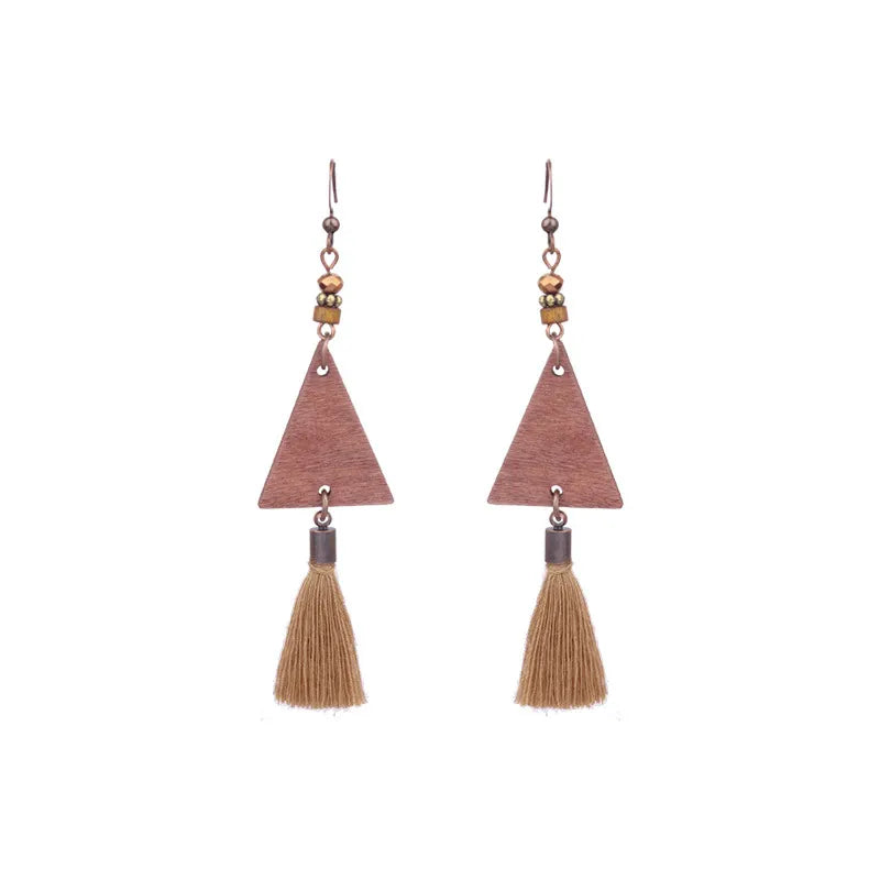 Women's Bohemian Teardrop-shaped Hand-woven Tassel Earrings