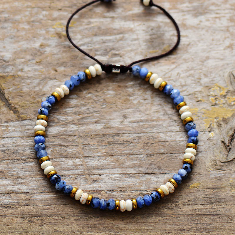 Unisex Natural Turquoise Beaded N Ethnic Bracelet