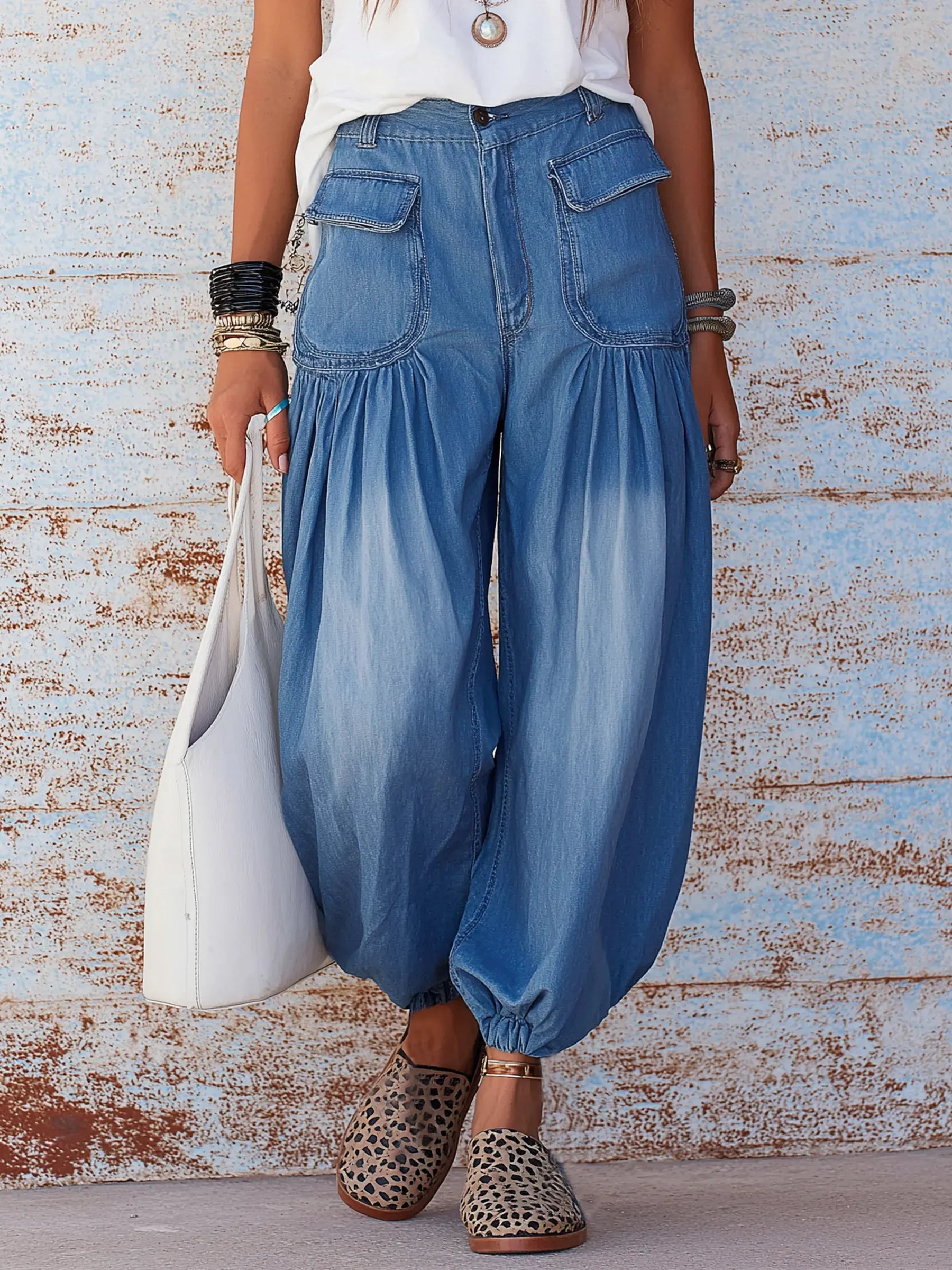 Women's Loose Denim Lantern Pants