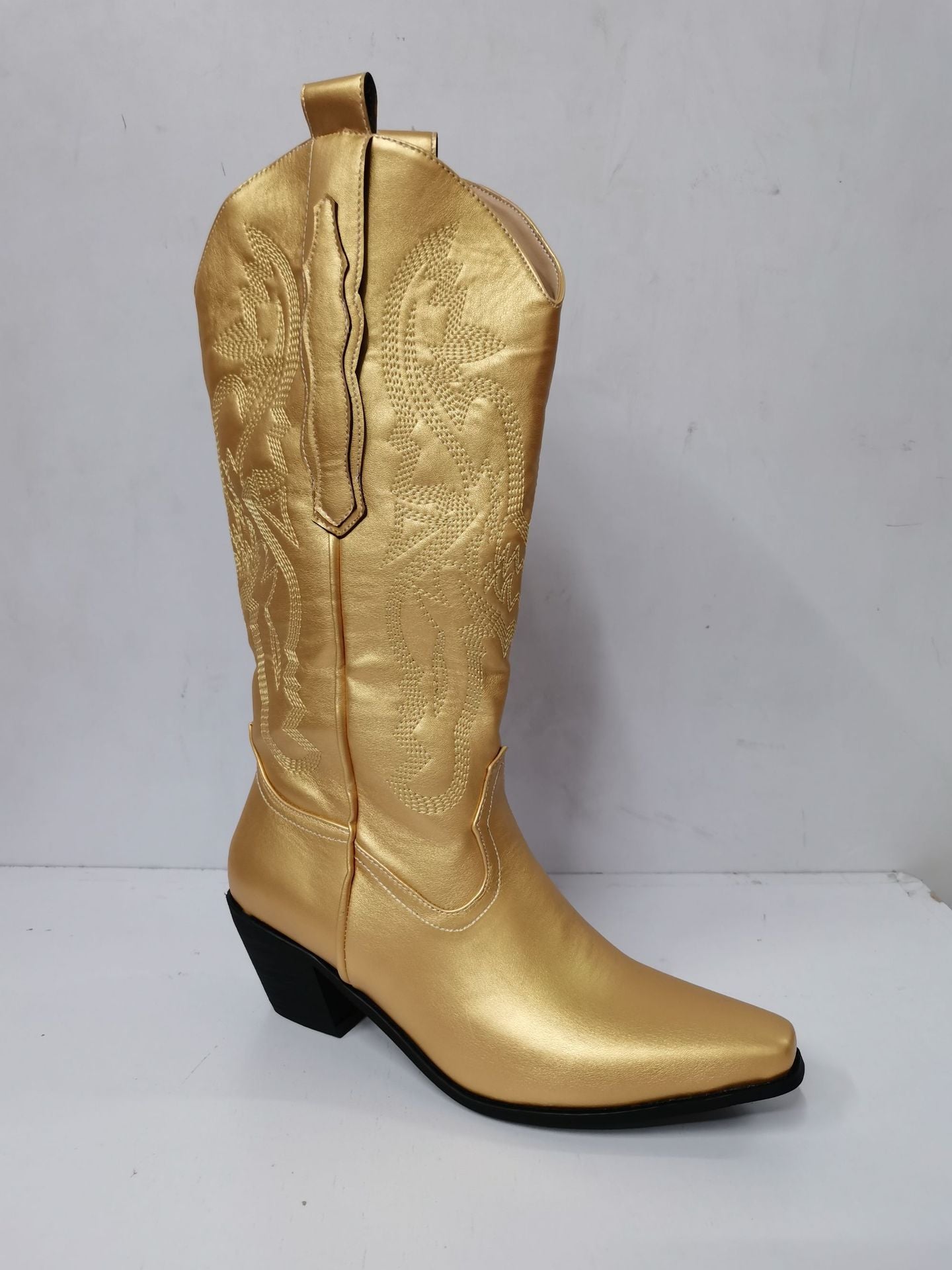 Women's Embroidered Pointed Toe Thick Heel Western Boots