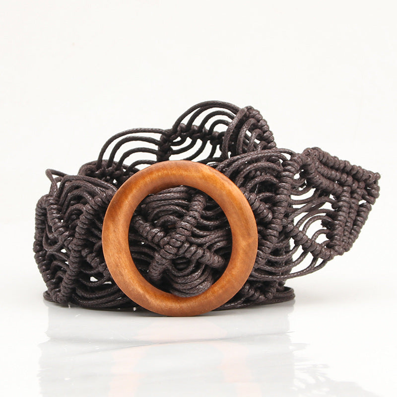 Vintage Wax Rope Hollow Woven Belt