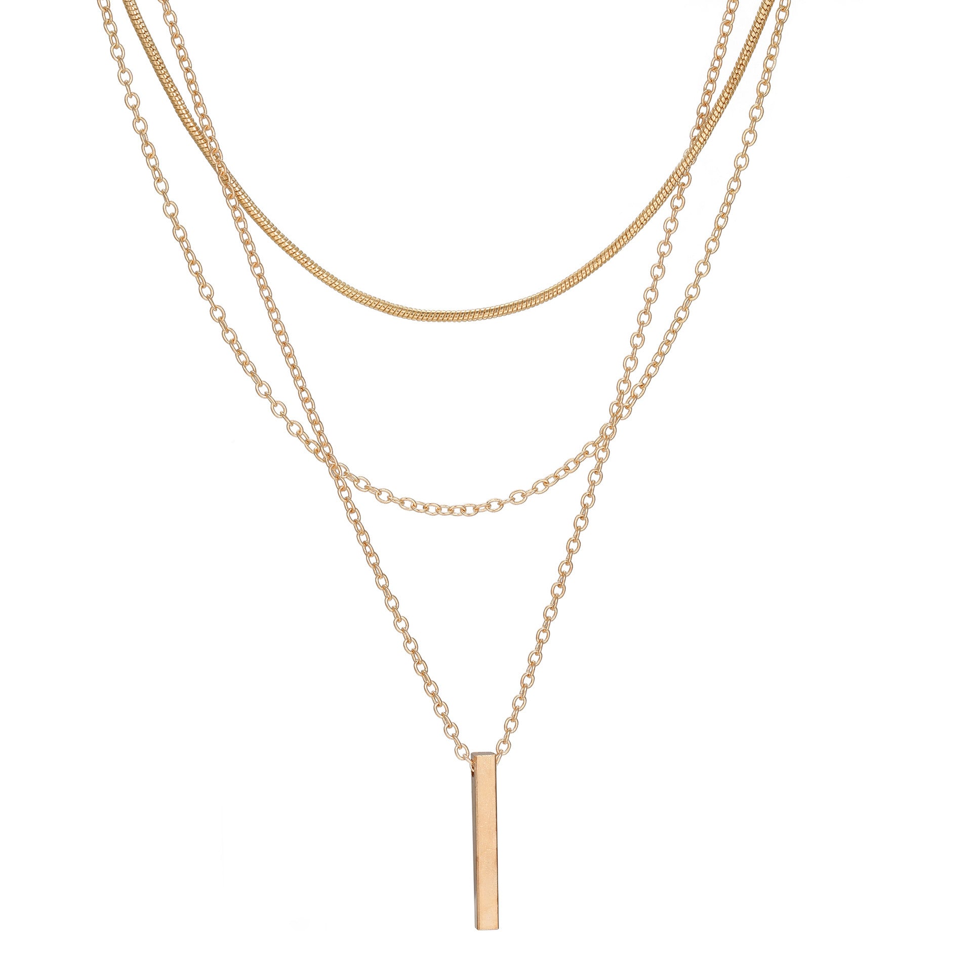 Mother's Day Girlfriend Gift Personalized Multi-layer Chain Necklace Tassel Necklace Small Bar Pendant